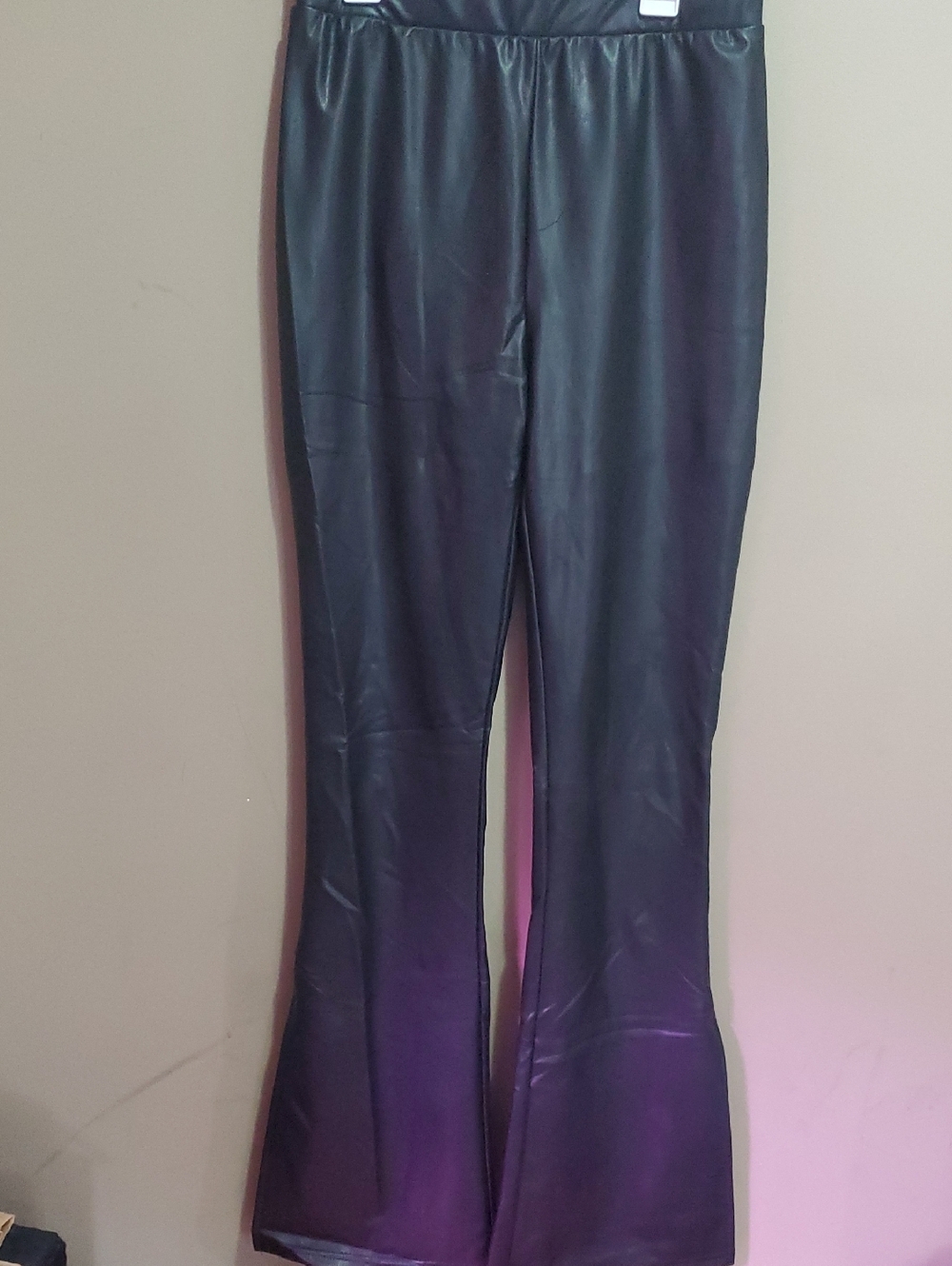 Forever Black Faux Leather Flared Pants Size Medium